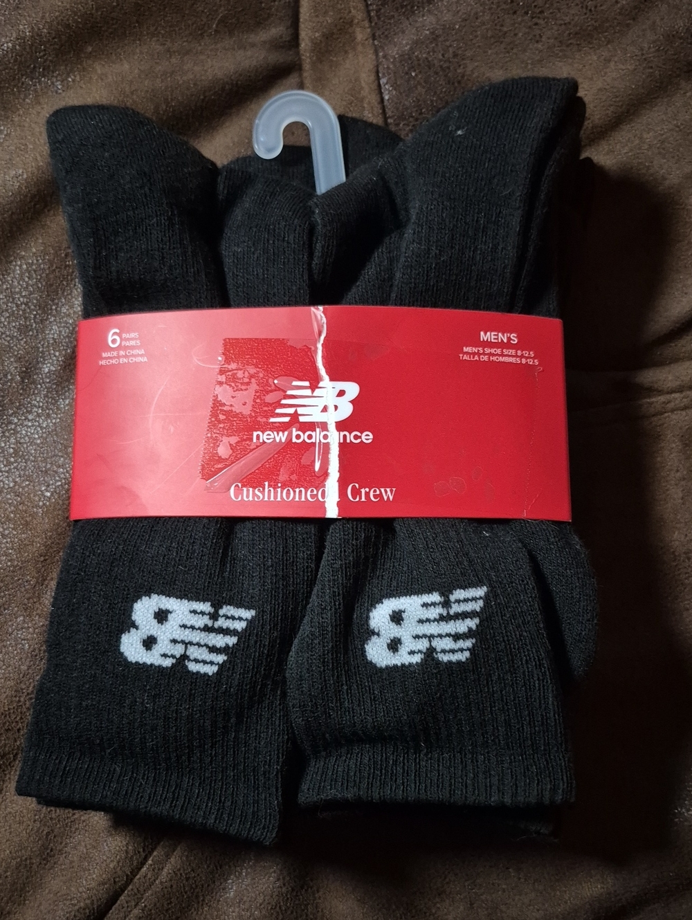 New Balance Men's Cushioned Crew Socks - Black (6 Pack)